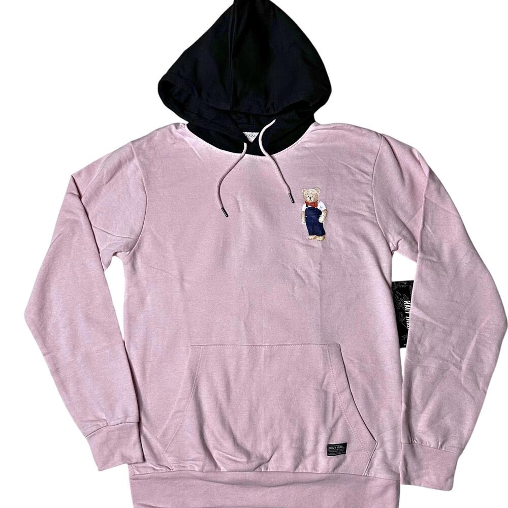 NWT Navy Yard Pink Teddy Bear Pullover Hoodie Men’s S